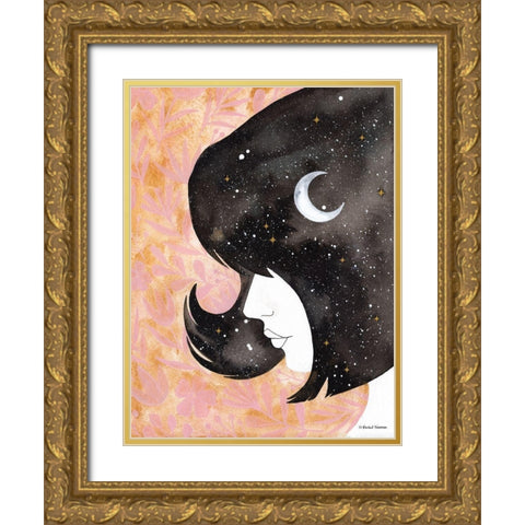 Moon in Her Hair    Gold Ornate Wood Framed Art Print with Double Matting by Nieman, Rachel