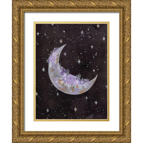 Purple Flowers on the Moon Gold Ornate Wood Framed Art Print with Double Matting by Nieman, Rachel