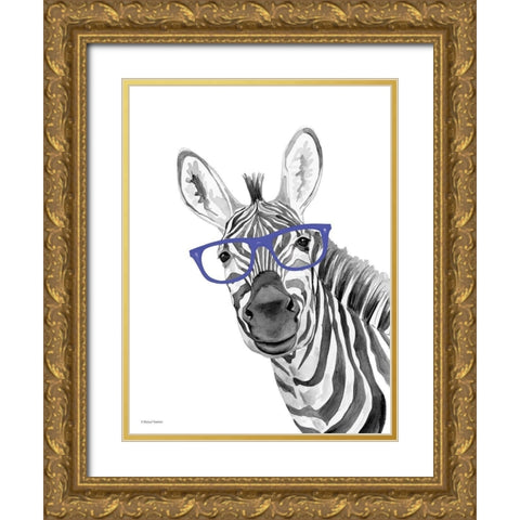 I See You Zebra Gold Ornate Wood Framed Art Print with Double Matting by Nieman, Rachel