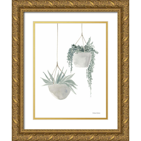 Sage Hanging Planters Gold Ornate Wood Framed Art Print with Double Matting by Nieman, Rachel