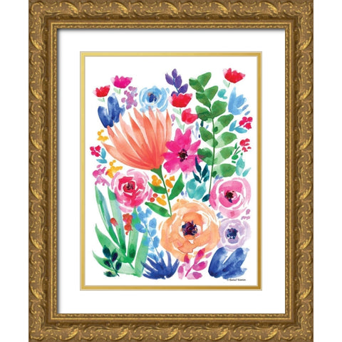 Vibrant Flowers II Gold Ornate Wood Framed Art Print with Double Matting by Nieman, Rachel