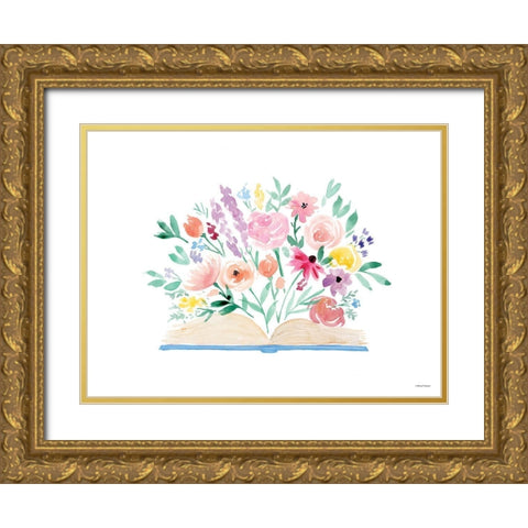 Read a Book Gold Ornate Wood Framed Art Print with Double Matting by Nieman, Rachel