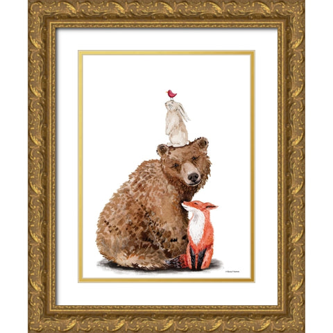 Forest Friends Gold Ornate Wood Framed Art Print with Double Matting by Nieman, Rachel