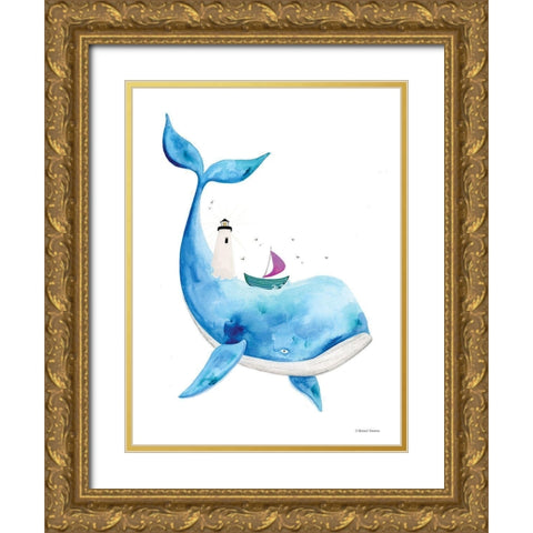 Sea On Its Back Whale Gold Ornate Wood Framed Art Print with Double Matting by Nieman, Rachel