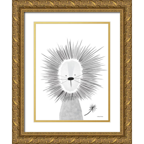 Lion Line Drawing 2 Gold Ornate Wood Framed Art Print with Double Matting by Nieman, Rachel