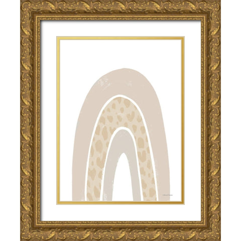 Giraffe Print Rainbow Gold Ornate Wood Framed Art Print with Double Matting by Nieman, Rachel