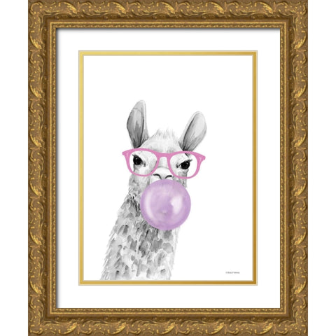 Bubble Gum Alpaca Gold Ornate Wood Framed Art Print with Double Matting by Nieman, Rachel