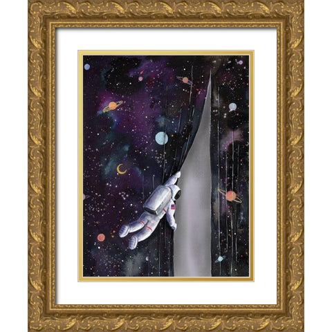 Astronaut in Space Gold Ornate Wood Framed Art Print with Double Matting by Nieman, Rachel