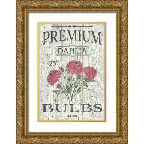 Dahlia Bulbs Gold Ornate Wood Framed Art Print with Double Matting by Soulspeak And Sawdust