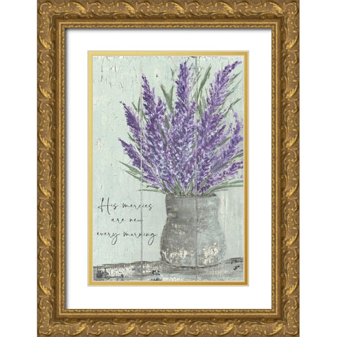 His Mercies Gold Ornate Wood Framed Art Print with Double Matting by Soulspeak And Sawdust