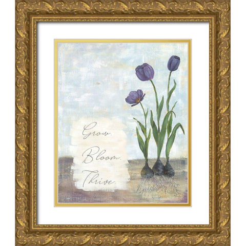 Grow Bloom Thrive Gold Ornate Wood Framed Art Print with Double Matting by Soulspeak And Sawdust