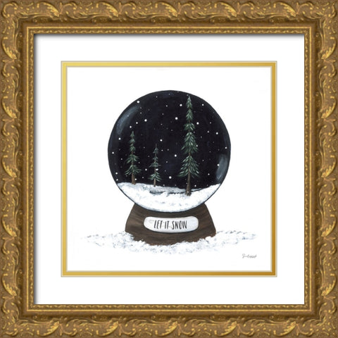 Let It Snowglobe Gold Ornate Wood Framed Art Print with Double Matting by Soulspeak And Sawdust
