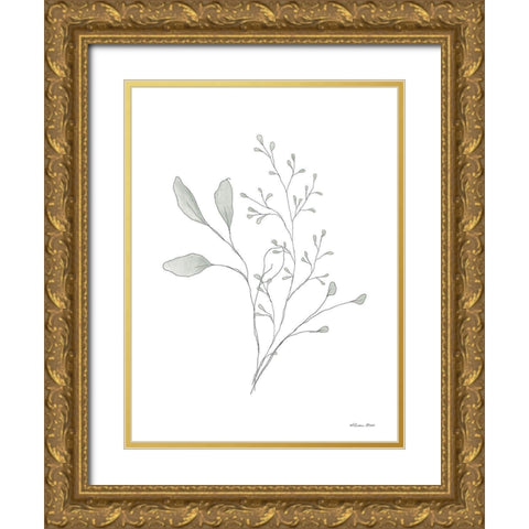 Simple Leaves 3 Gold Ornate Wood Framed Art Print with Double Matting by Ball, Susan