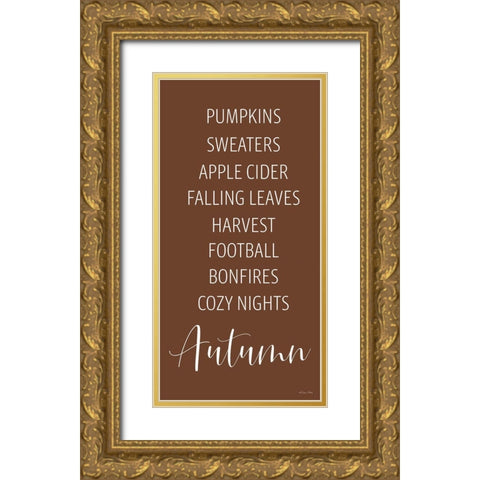 Autumn Words Gold Ornate Wood Framed Art Print with Double Matting by Ball, Susan