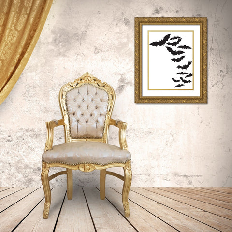 Flock of Bats Gold Ornate Wood Framed Art Print with Double Matting by Ball, Susan