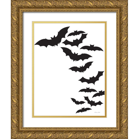 Flock of Bats Gold Ornate Wood Framed Art Print with Double Matting by Ball, Susan