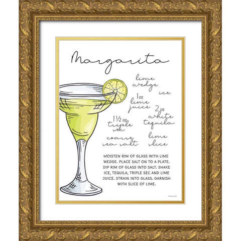 Margarita Recipe    Gold Ornate Wood Framed Art Print with Double Matting by Ball, Susan