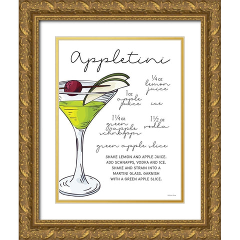 Appletini Recipe     Gold Ornate Wood Framed Art Print with Double Matting by Ball, Susan