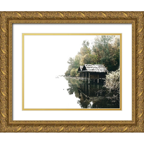 Docs on the Lake Gold Ornate Wood Framed Art Print with Double Matting by Ball, Susan