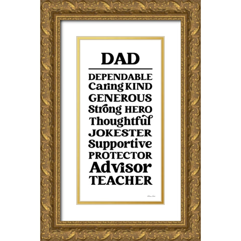 Dad Words Gold Ornate Wood Framed Art Print with Double Matting by Ball, Susan