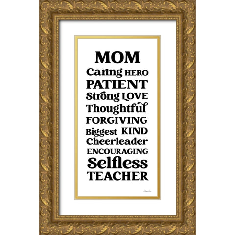 Mom Words Gold Ornate Wood Framed Art Print with Double Matting by Ball, Susan