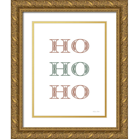 Ho Ho Ho Gold Ornate Wood Framed Art Print with Double Matting by Ball, Susan