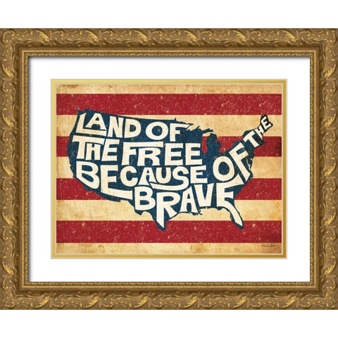 Land of the Free Gold Ornate Wood Framed Art Print with Double Matting by Ball, Susan