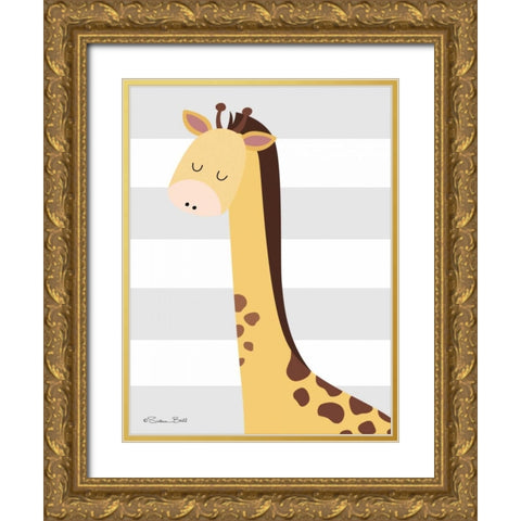 Giraffe Stripe Gold Ornate Wood Framed Art Print with Double Matting by Ball, Susan
