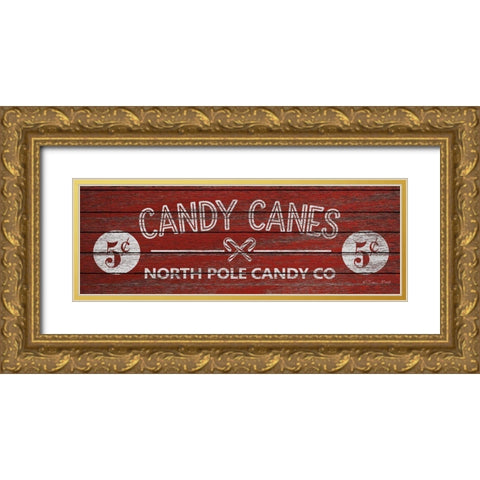 Candy Canes Gold Ornate Wood Framed Art Print with Double Matting by Ball, Susan