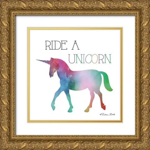 Ride a Unicorn Gold Ornate Wood Framed Art Print with Double Matting by Ball, Susan
