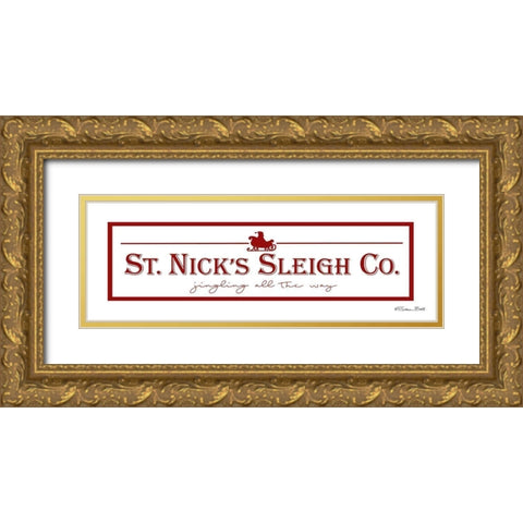 St. Nicks Sleigh Co.    Gold Ornate Wood Framed Art Print with Double Matting by Ball, Susan