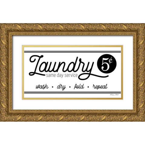 Laundry Same Day Service Gold Ornate Wood Framed Art Print with Double Matting by Ball, Susan