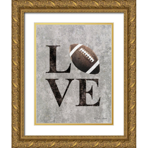 LOVE Football Gold Ornate Wood Framed Art Print with Double Matting by Ball, Susan