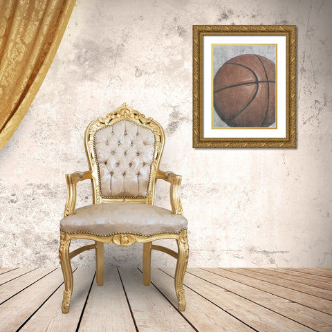 Sports Ball - Basketball Gold Ornate Wood Framed Art Print with Double Matting by Ball, Susan