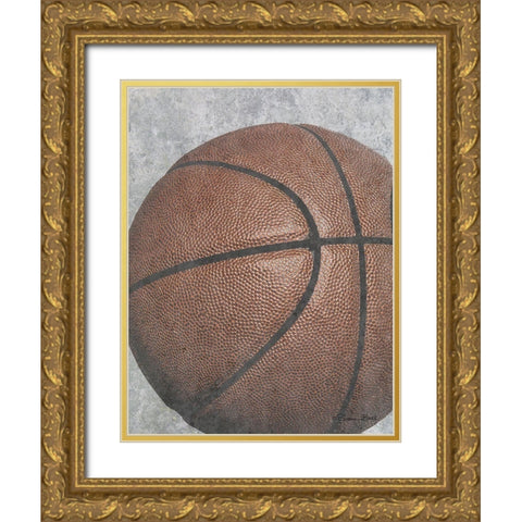 Sports Ball - Basketball Gold Ornate Wood Framed Art Print with Double Matting by Ball, Susan