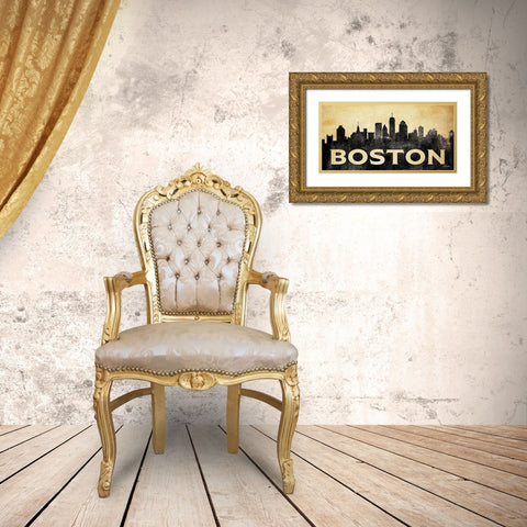 Boston Skyline Gold Ornate Wood Framed Art Print with Double Matting by Ball, Susan