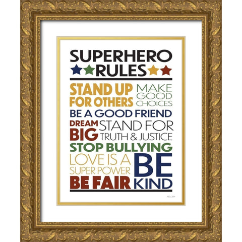 Superhero Rules Gold Ornate Wood Framed Art Print with Double Matting by Ball, Susan