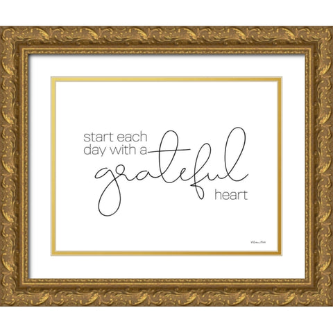 A Grateful Heart    Gold Ornate Wood Framed Art Print with Double Matting by Ball, Susan