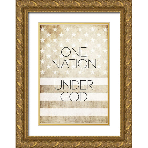 One Nation Under God Gold Ornate Wood Framed Art Print with Double Matting by Ball, Susan
