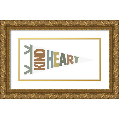 Kind Heart Pennant       Gold Ornate Wood Framed Art Print with Double Matting by Ball, Susan