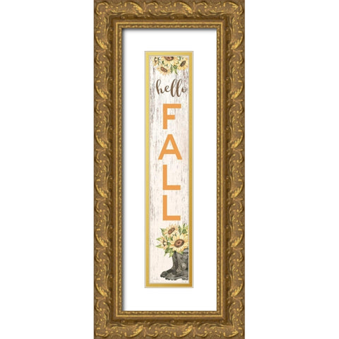 Hello Fall     Gold Ornate Wood Framed Art Print with Double Matting by Ball, Susan
