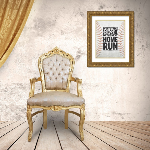 Home Run Gold Ornate Wood Framed Art Print with Double Matting by Ball, Susan