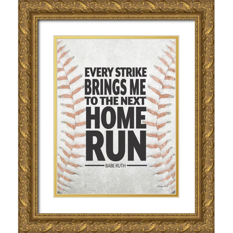 Home Run Gold Ornate Wood Framed Art Print with Double Matting by Ball, Susan