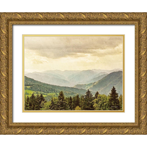 Valley View Gold Ornate Wood Framed Art Print with Double Matting by Ball, Susan