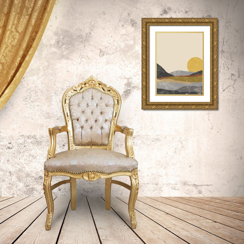 Color Block Sunset Gold Ornate Wood Framed Art Print with Double Matting by Ball, Susan