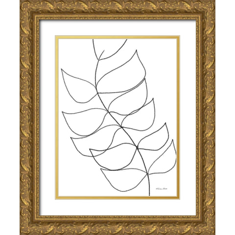 Leaf Sketch 1 Gold Ornate Wood Framed Art Print with Double Matting by Ball, Susan