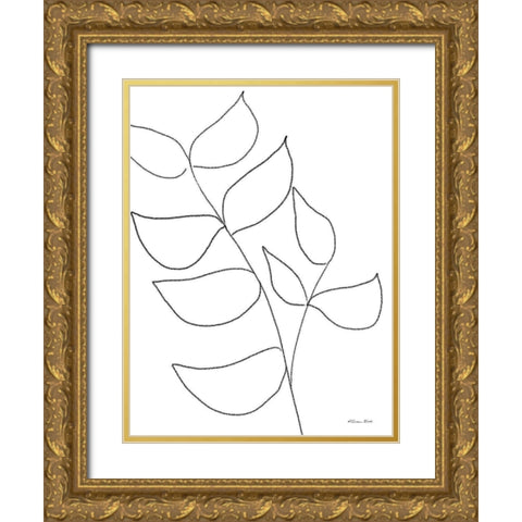 Leaf Sketch 2 Gold Ornate Wood Framed Art Print with Double Matting by Ball, Susan