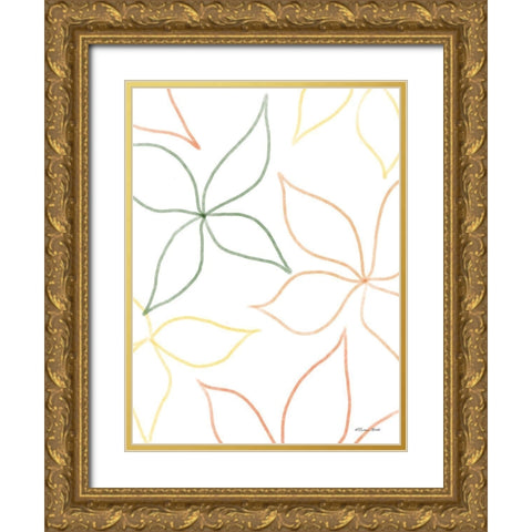 Colorful Petals Gold Ornate Wood Framed Art Print with Double Matting by Ball, Susan