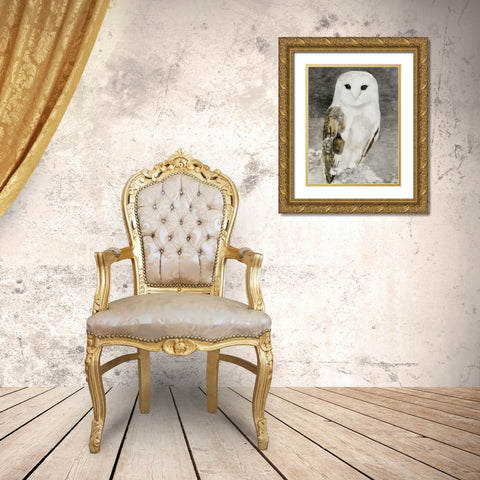 Snowy Owl 1 Gold Ornate Wood Framed Art Print with Double Matting by Stellar Design Studio