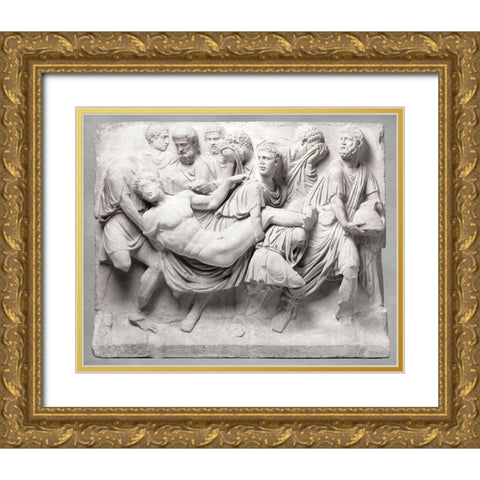 Roman Sculpture Gold Ornate Wood Framed Art Print with Double Matting by Stellar Design Studio